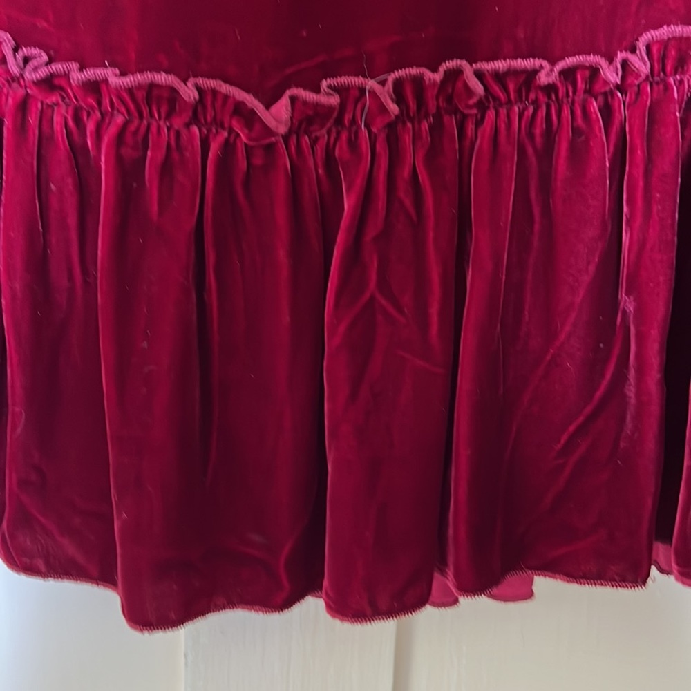 Ruby Colored Velvet Blouse With Large Ruffle At H… - image 3